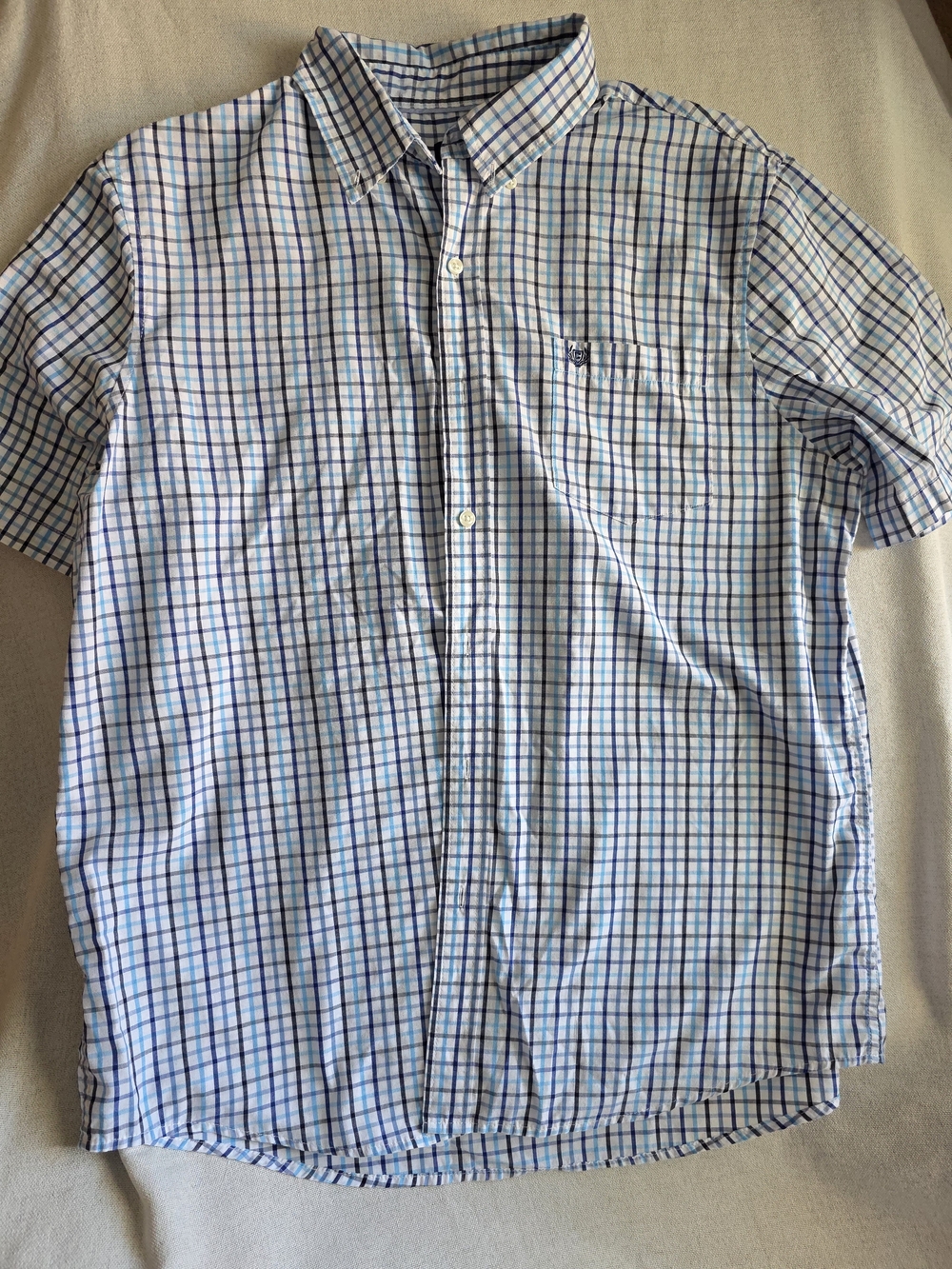 * Chaps Men’s Easy Care Short Sleeve‎ Plaid Button Down Shirt Size XL